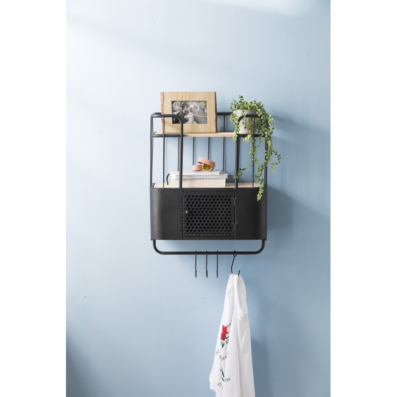 Wand-bakkerskast met deurtje - 45x20x48 cm - zwart