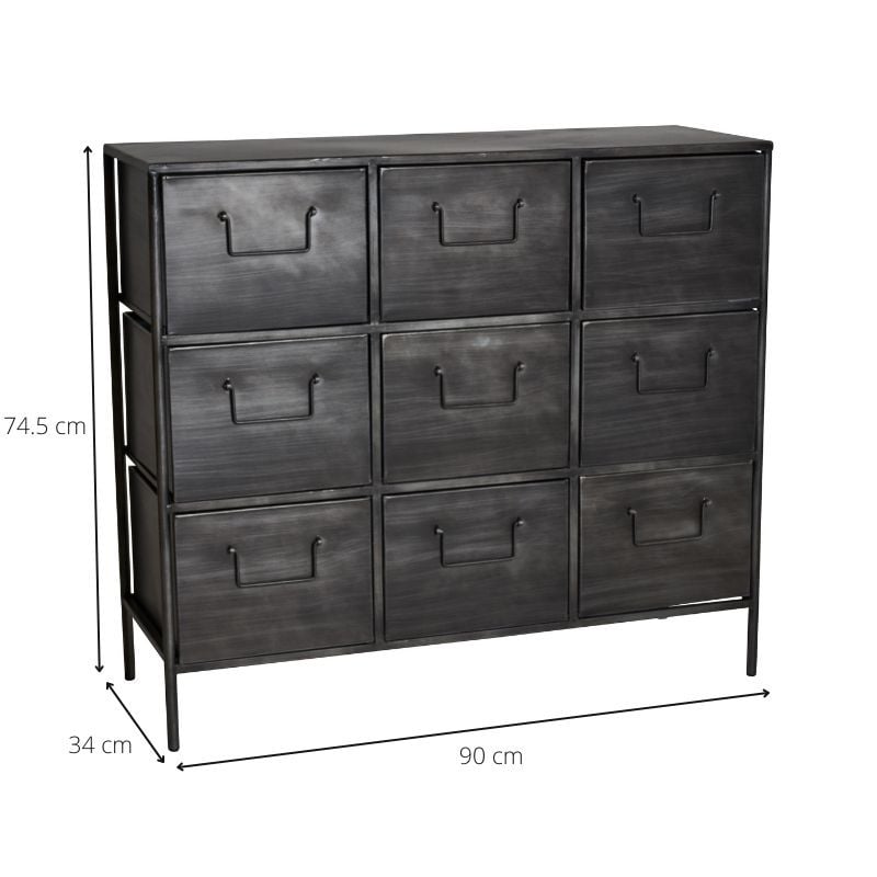 Ladekast Boston - 9 laden - 90x34x74.5 cm
