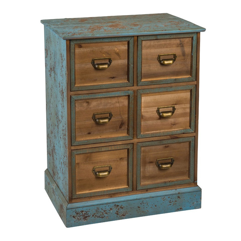 Apothekerskast - 6 laden - naturel/blauw