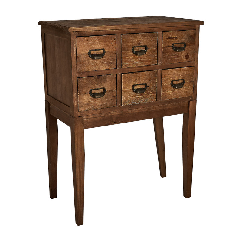 Ladekast op pootjes 6 laden - hout - 68x38x96 cm