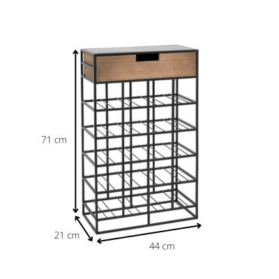 Wijnrek met lade - voor 20 flessen - 71x44x21 cm 