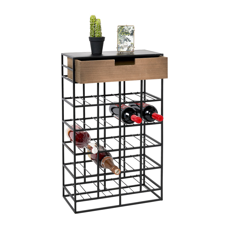 Wijnrek met lade - voor 20 flessen - 71x44x21 cm 