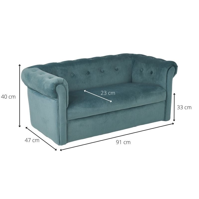 Kids bankje velvet - blauw