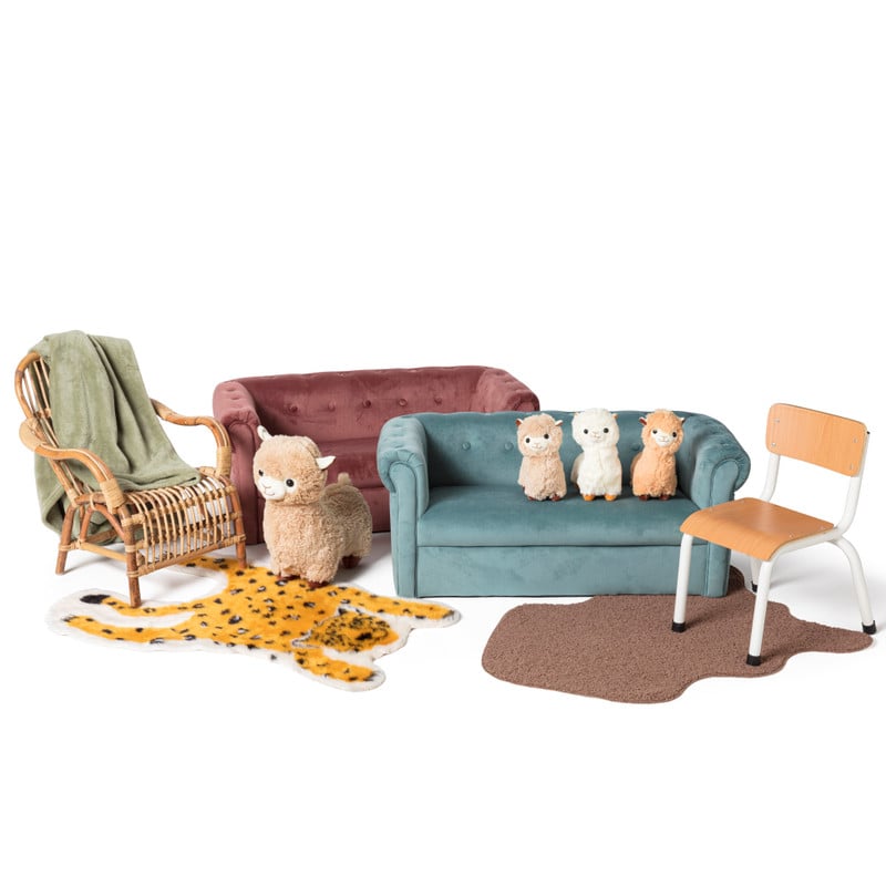 Kids bankje velvet - blauw