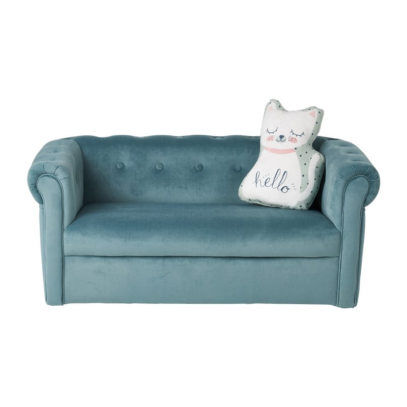 Kids bankje velvet - blauw