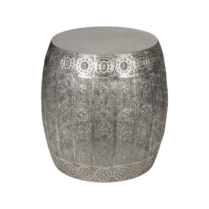 Bijzettafeltje rond - 40x41 cm - zilver
