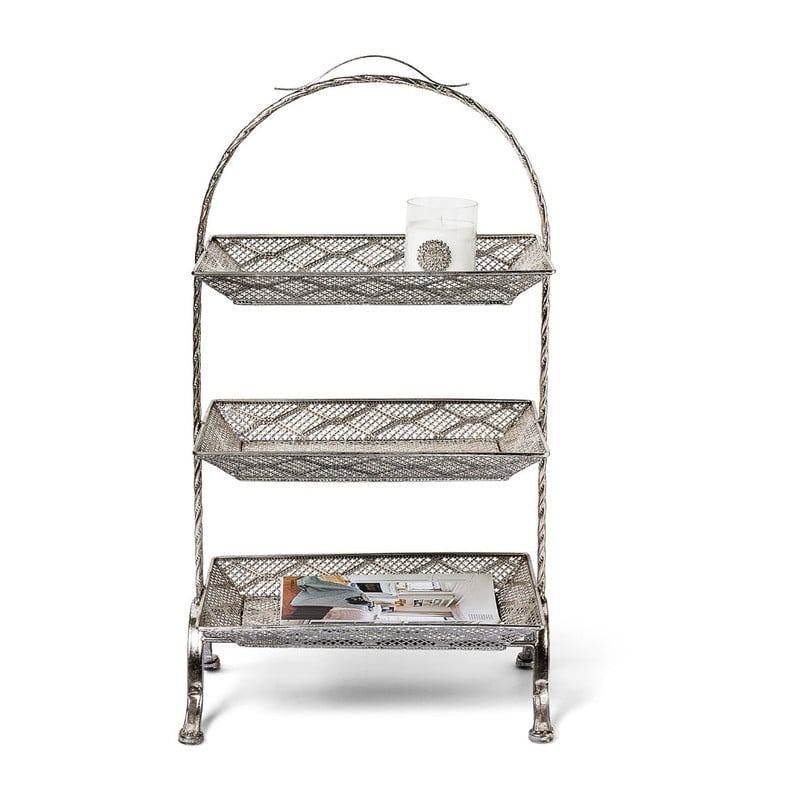 Etagère antic - 47x30x85 cm - zilverkleurig