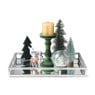 Dienblad met glas - 43 x 29 x 5  cm- zilverkleurig