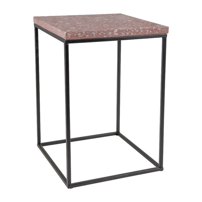 Bijzettafel terrazzo - rood - 30x30 cm