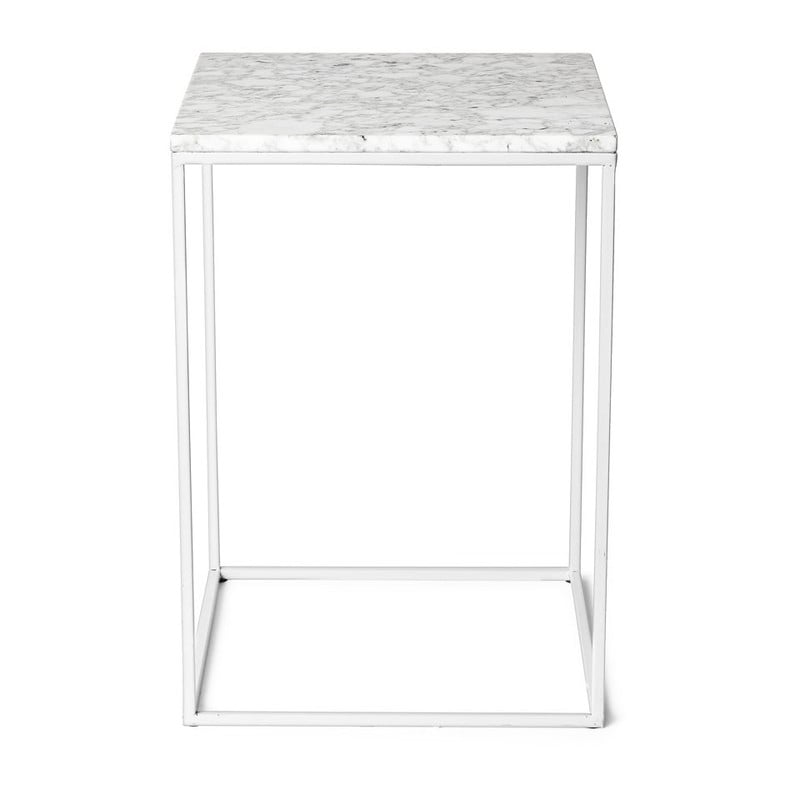 Bijzettafel marmer - wit/grijs - 35x35x50 cm