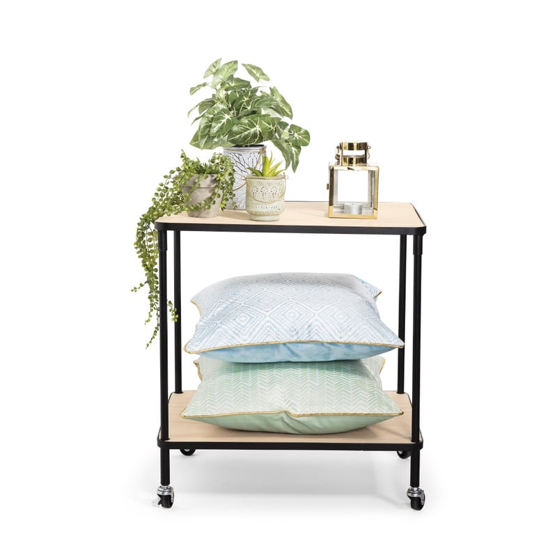 Trolley  2 planken - zwart - 40x55x62 cm