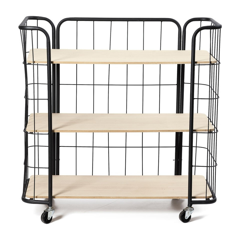 Bakkerskast breed - 3 planken - zwart
