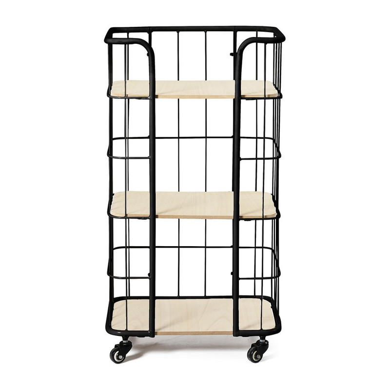 Bakkerskast smal - 3 planken - zwart