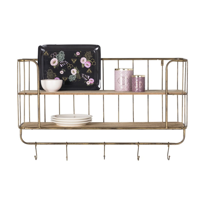 Wand-bakkerskast met haken - antic gold - 80x21x42 cm