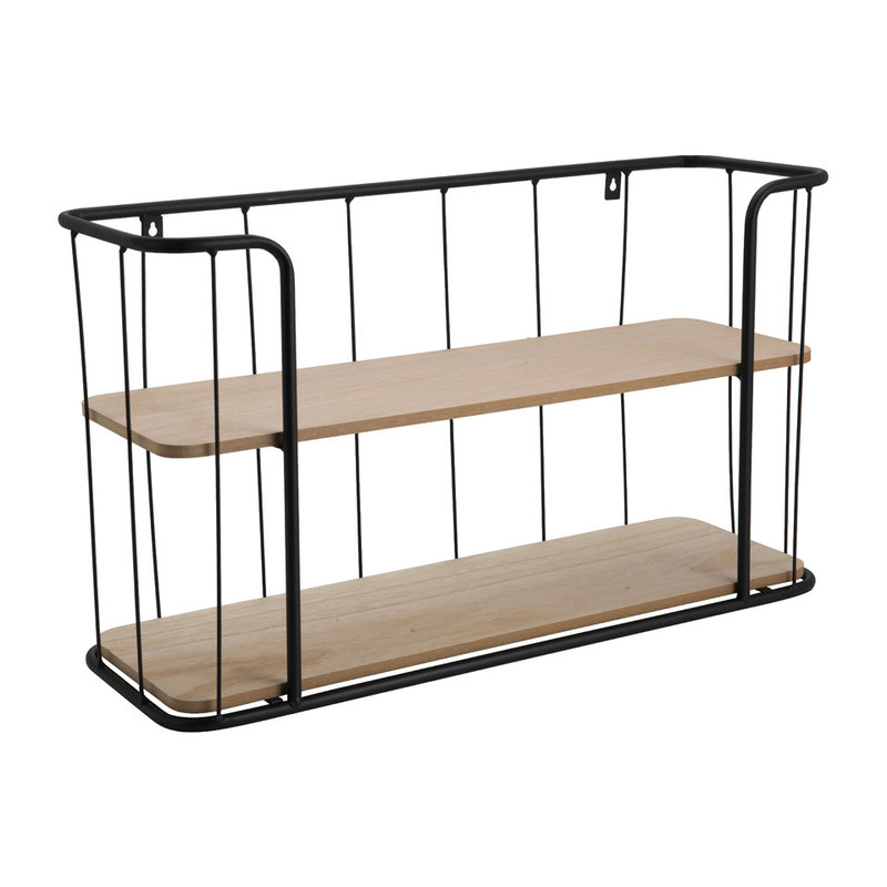 Wand-bakkerskast met 2 planken - 36x20x60 cm - zwart