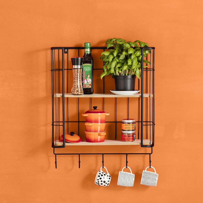 Wand-bakkerskast met haken - 51x16x62 cm