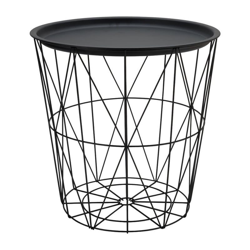 Opbergmand Malmö met dienblad - zwart - 40x41 cm