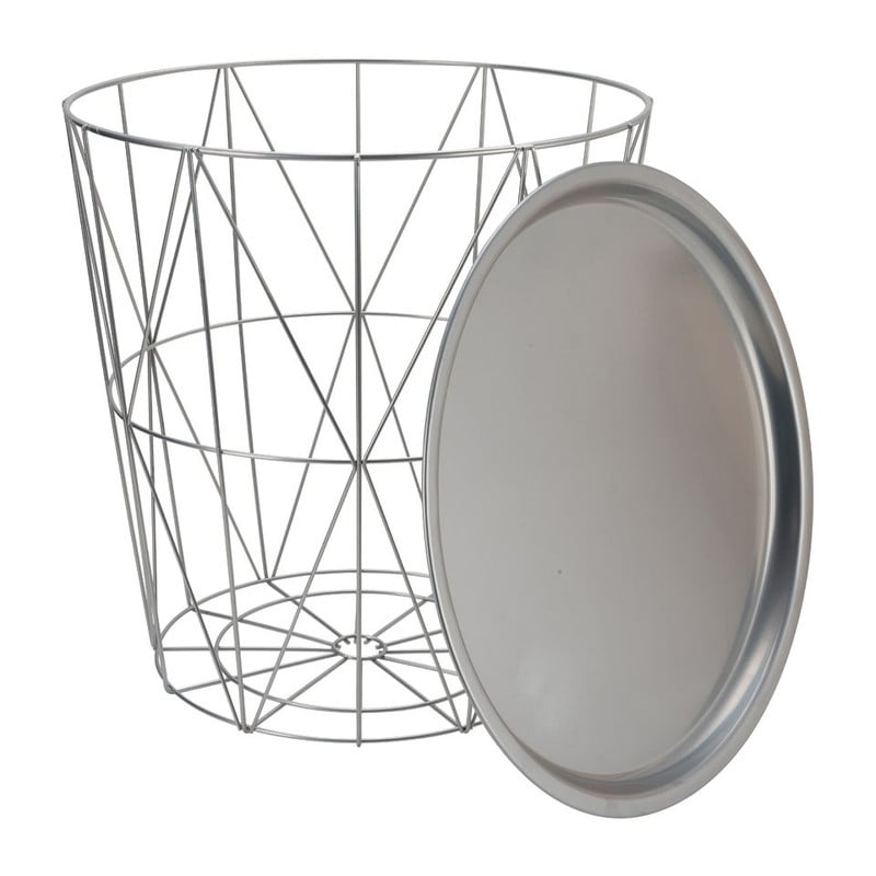 Opbergmand Malmö met dienblad - grijs - 40x41 cm
