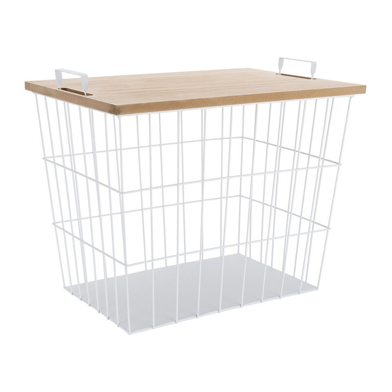Opbergmand met deksel Malmo - wit - 52x37x44 cm