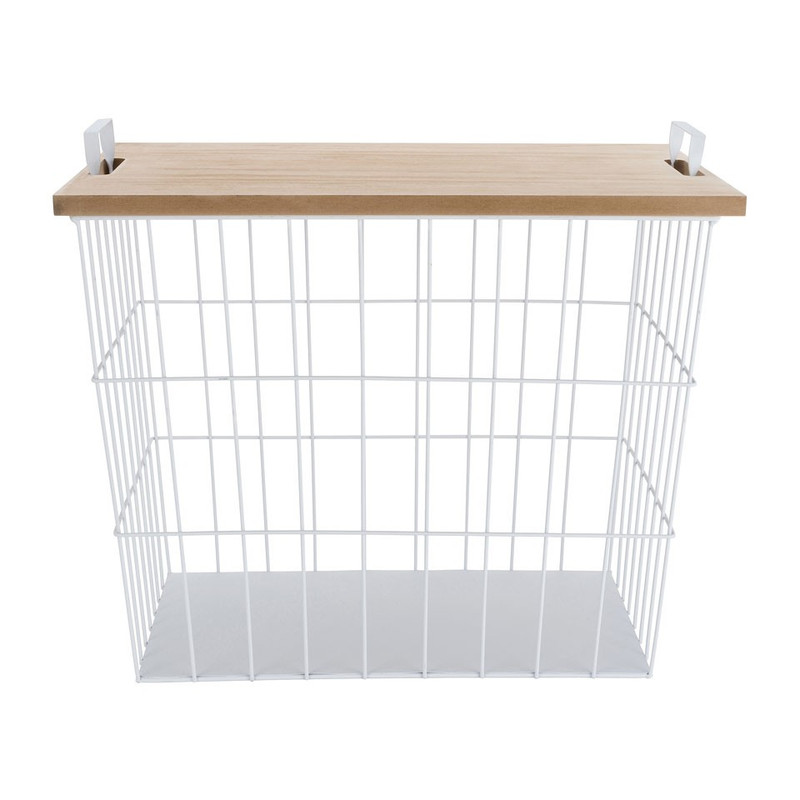Opbergmand met deksel Malmo - wit - 52x37x44 cm