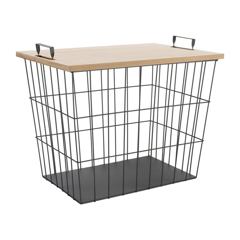 Opbergmand met deksel Malmo - zwart - 52x37x44 cm