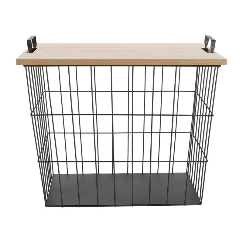 Opbergmand met deksel Malmo - zwart - 52x37x44 cm