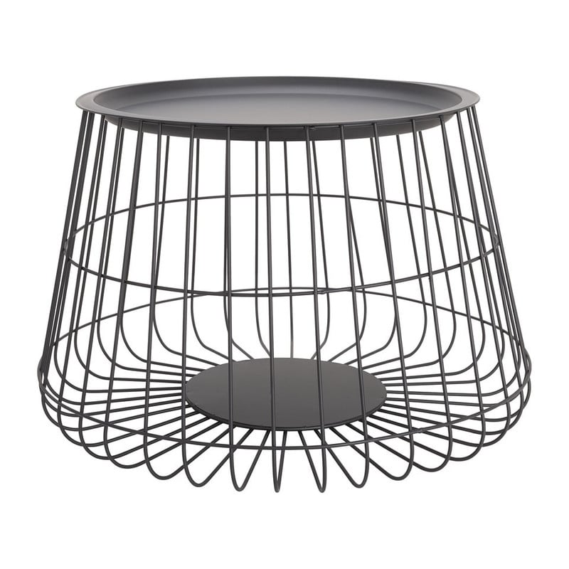 Opbergmand met dienblad Malmö - zwart - 56x36 cm 