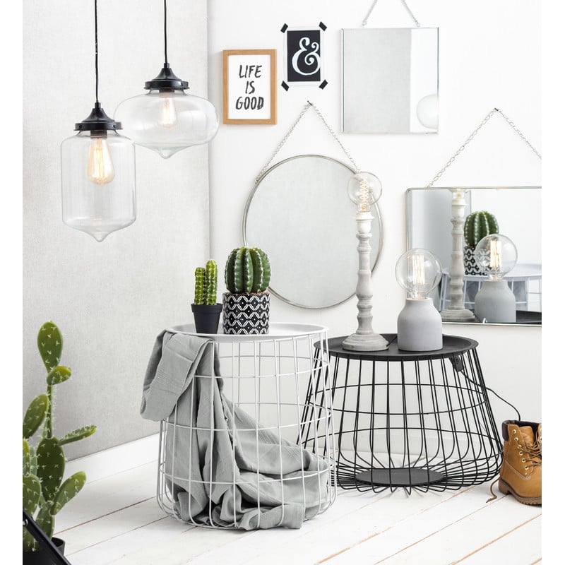 Opbergmand met dienblad Malmö - zwart - 56x36 cm 