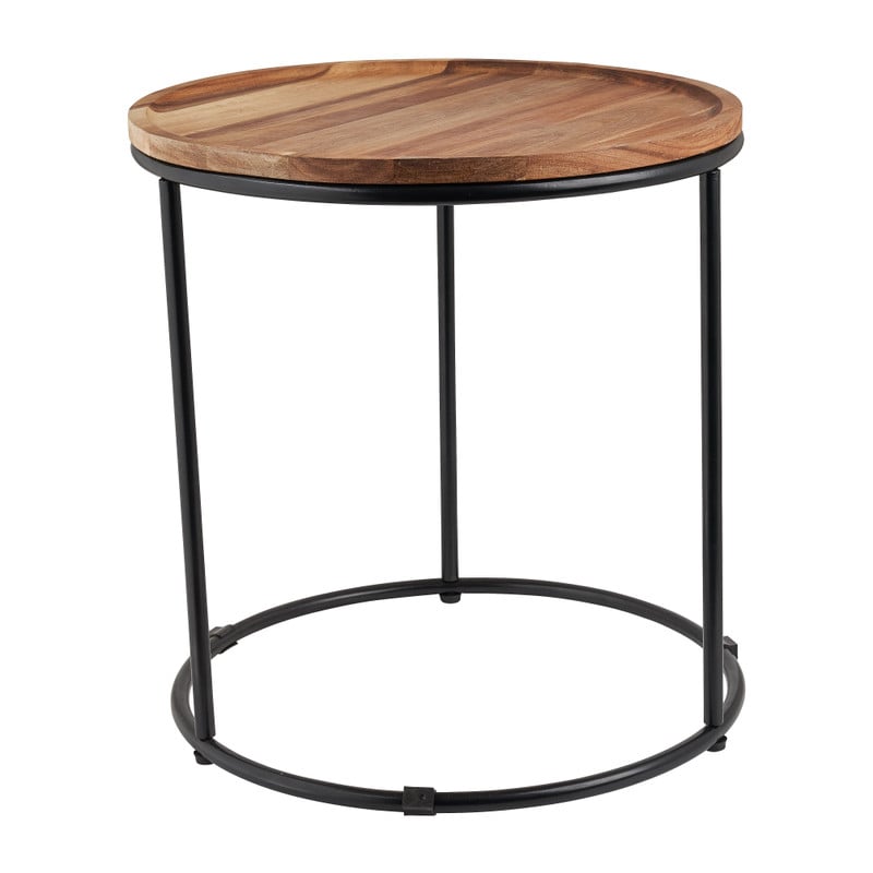 Bijzettafels met houten blad - set van 2
