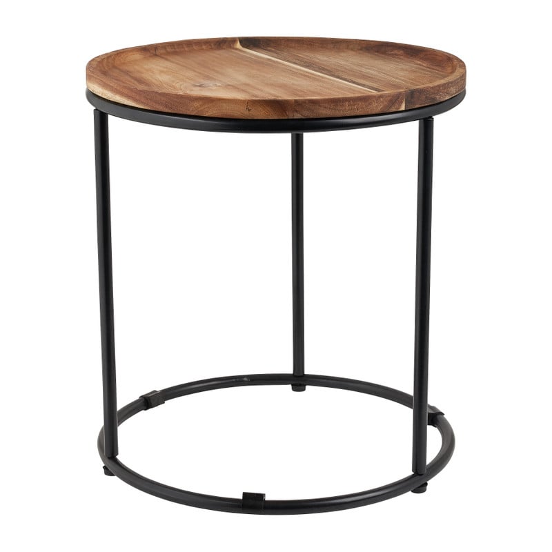 Bijzettafels met houten blad - set van 2