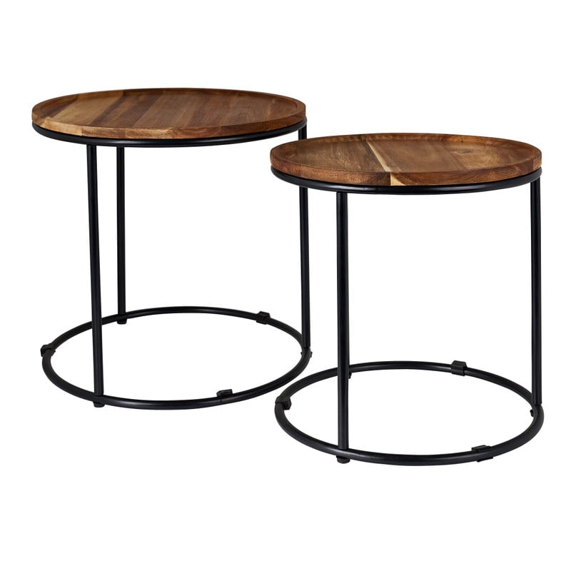 Bijzettafels met houten blad - set van 2