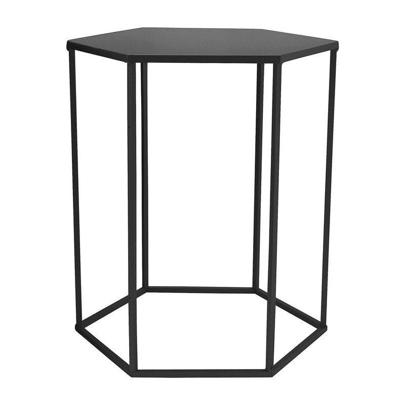 Bijzettafeltje 6-kant - zwart - 35x40x45 cm