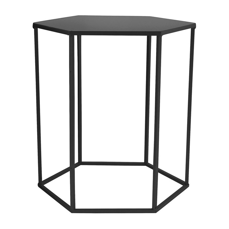 Bijzettafeltje 6-kant - zwart - 40x45x50 cm