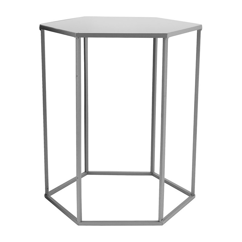 Bijzettafeltje 6-kant - grijs - 35x40x45 cm