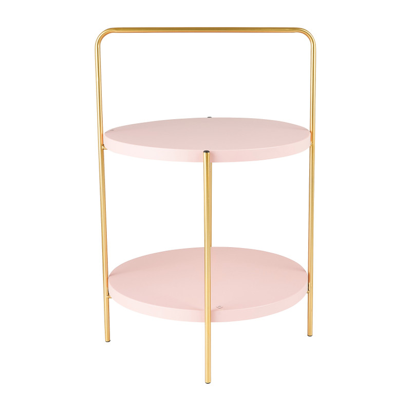 Bijzettafel met 2 etages - roze/goud - ø40x60 cm 