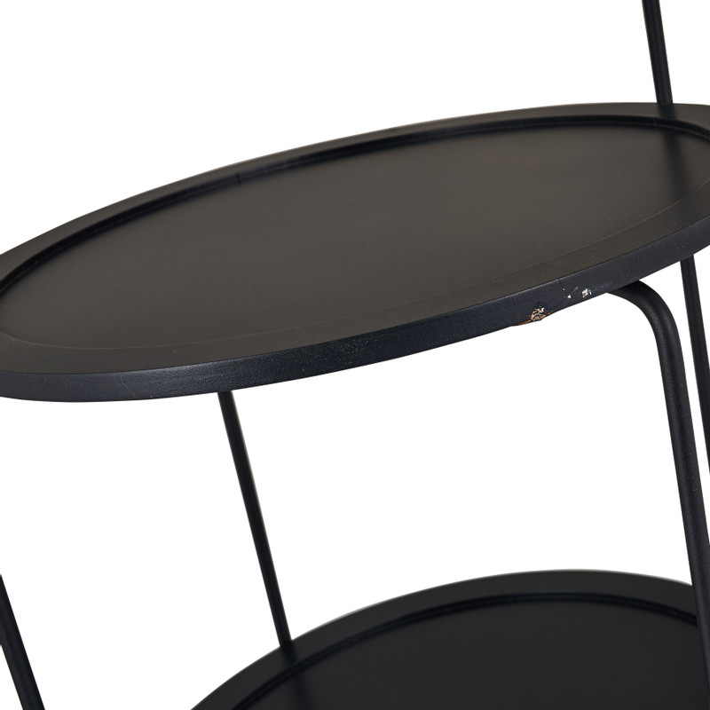 Bijzettafeltje/etagère XL- zwart - ⌀47x69 cm
