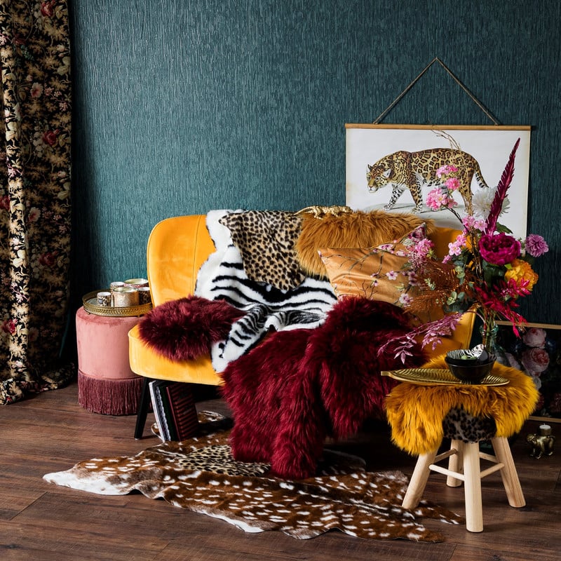 Bankje velvet - geel - 132x66x74 cm