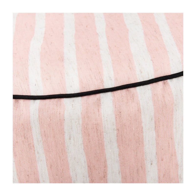 Poef rond met strepen - 40x20 cm - roze/wit 