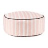 Poef rond met strepen - 40x20 cm - roze/wit 