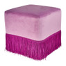 Poef velvet met kwastjes - paars - 35x35x35 cm