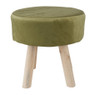 Krukje velvet met houten poten - groen - 35x35 cm