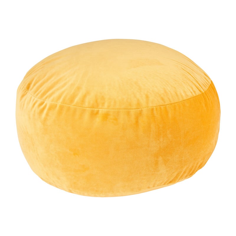Poef velvet - geel - ø50x20 cm