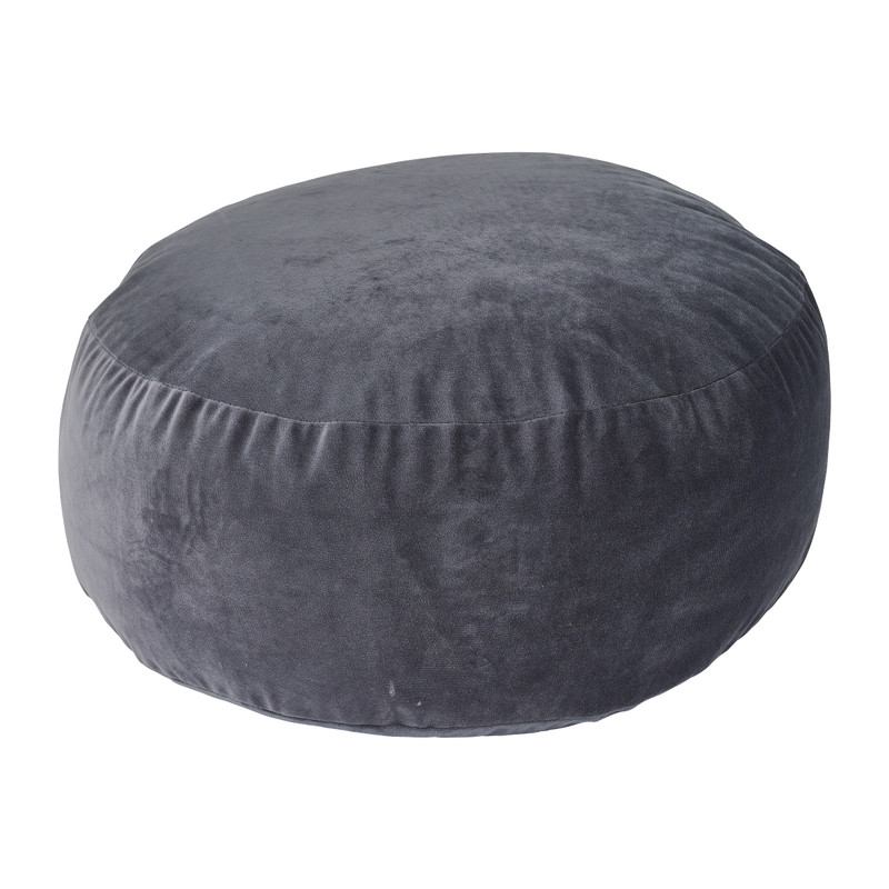 Poef velvet - grijs - ø50x20 cm