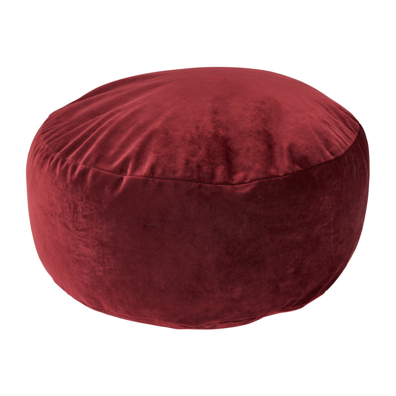 Poef velvet - rood - ø50x20 cm