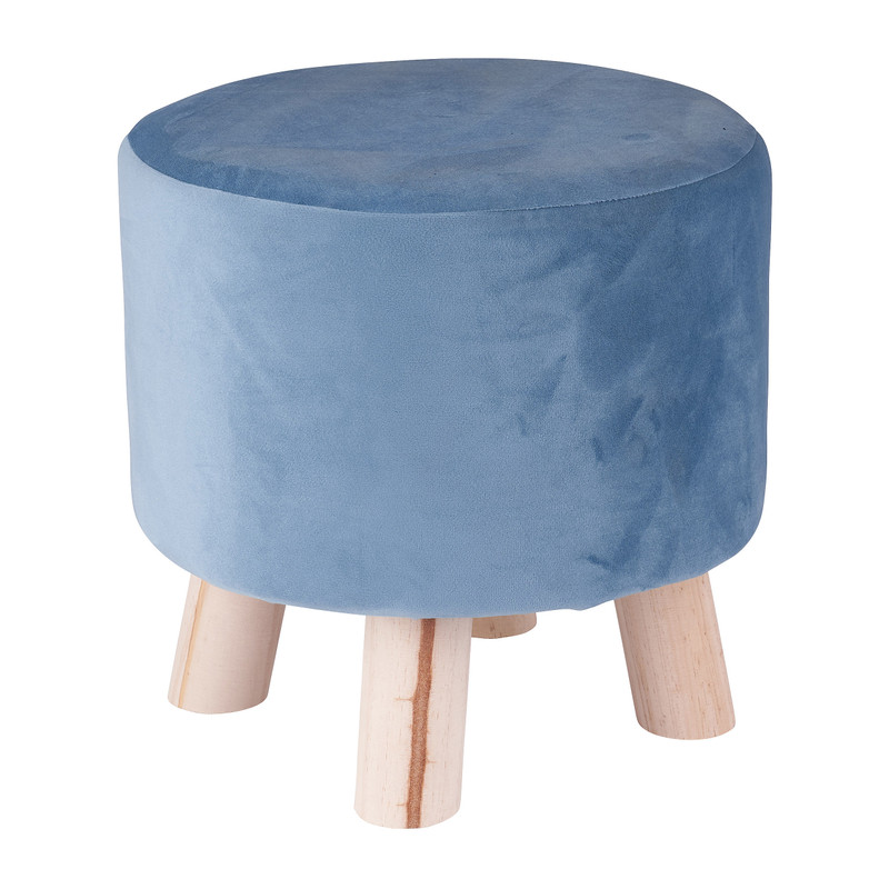 Krukje velvet met mini pootjes - blauw - ø28x28 cm 