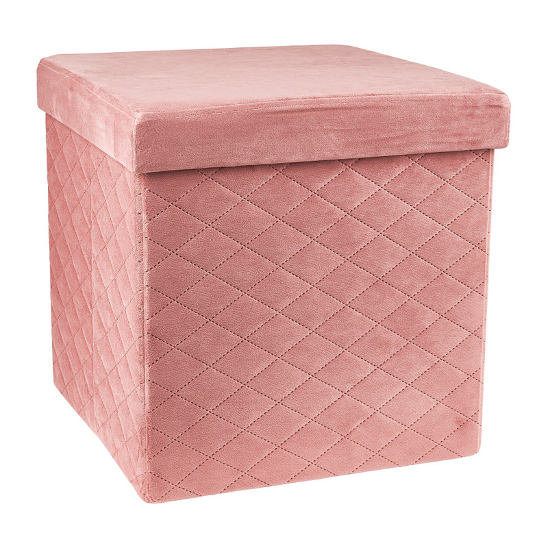 Opbergpoef opvouwbaar - oud roze - 38x38x38 cm 
