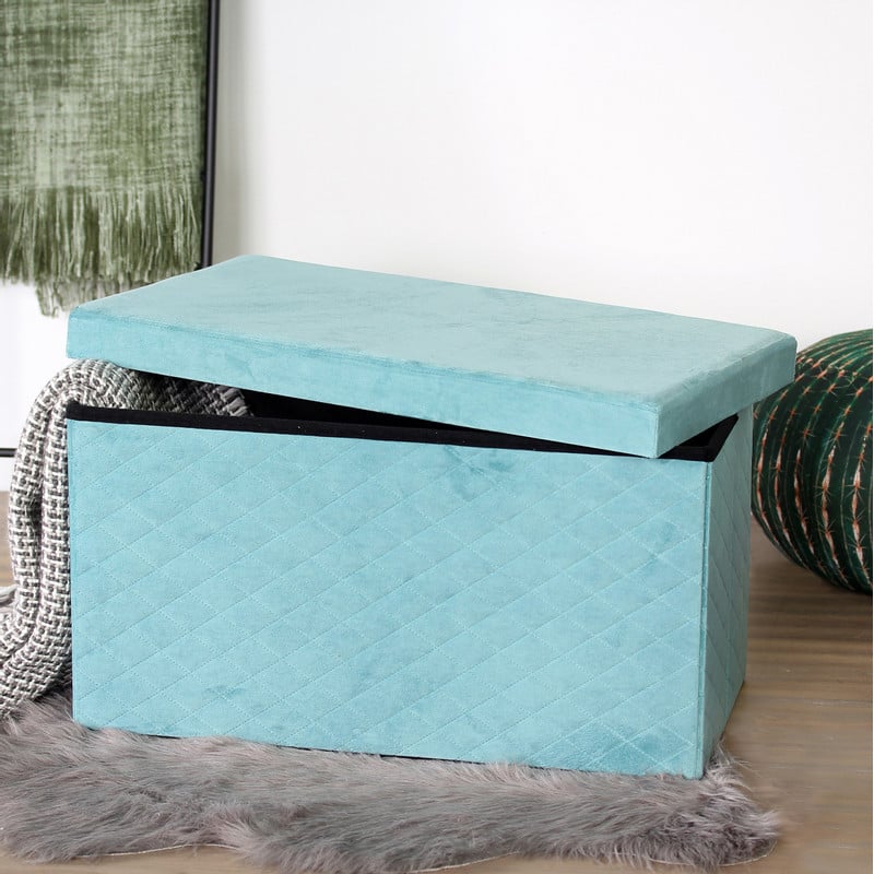 Opbergpoef opvouwbaar - blauw - 70x38x38 cm 