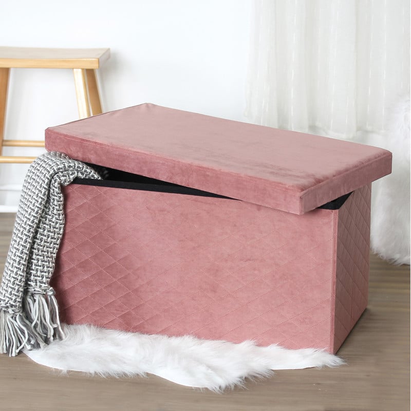Opbergpoef opvouwbaar - oud roze - 70x38x38 cm 