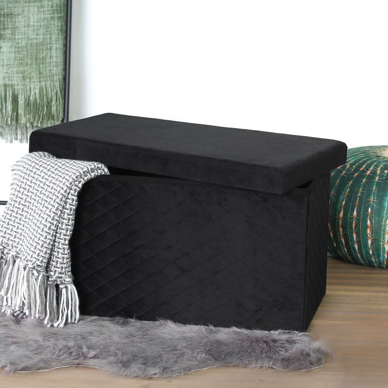 Opbergpoef opvouwbaar - zwart - 70x38x38 cm 