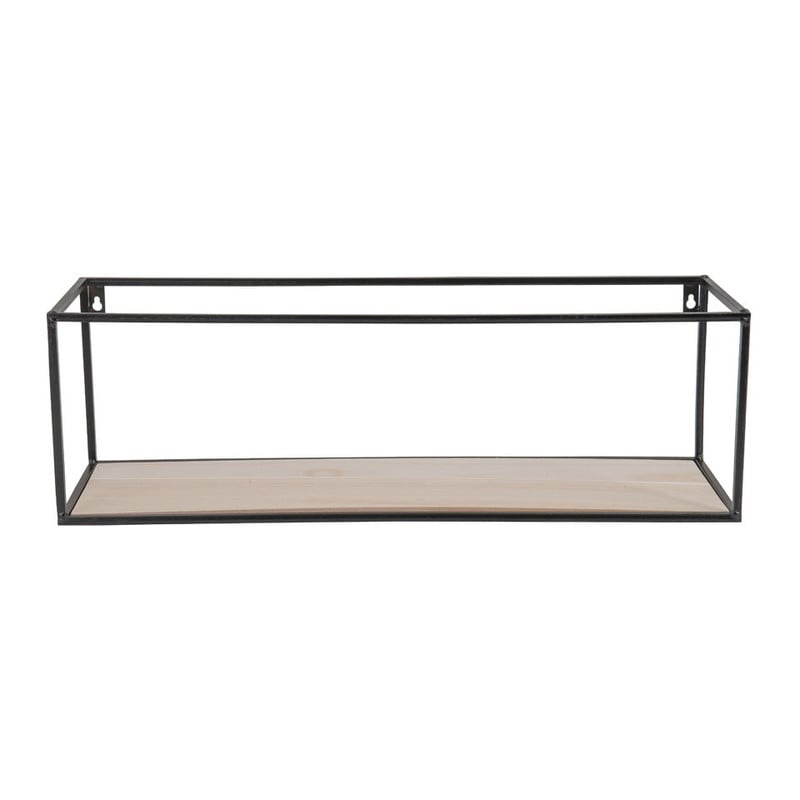 Wandplankje hout/metaal - 60x18x19 - zwart
